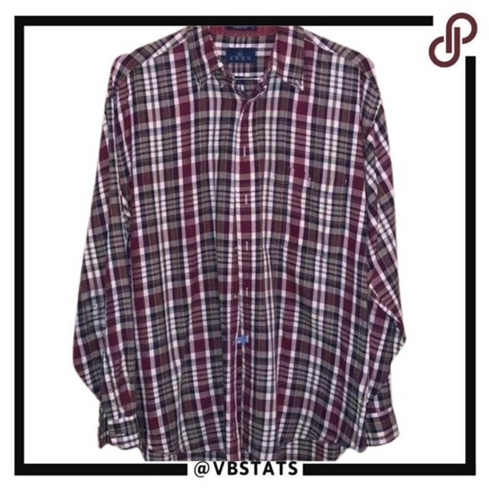 ENRO Mens Classic Plaid Long Sleeve Button Down Shirt Size L English‎ Twill